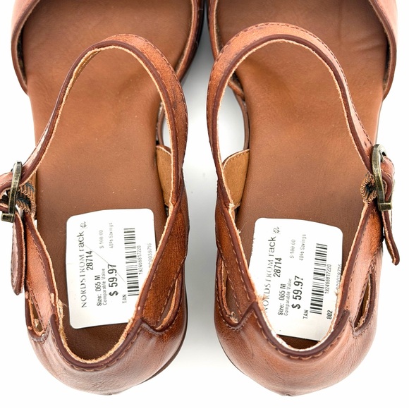 NWT New BOC Born Women's Derby Wedge Pump Shoes Size 6.5 Sandals Tan Buckle - Picture 5 of 7